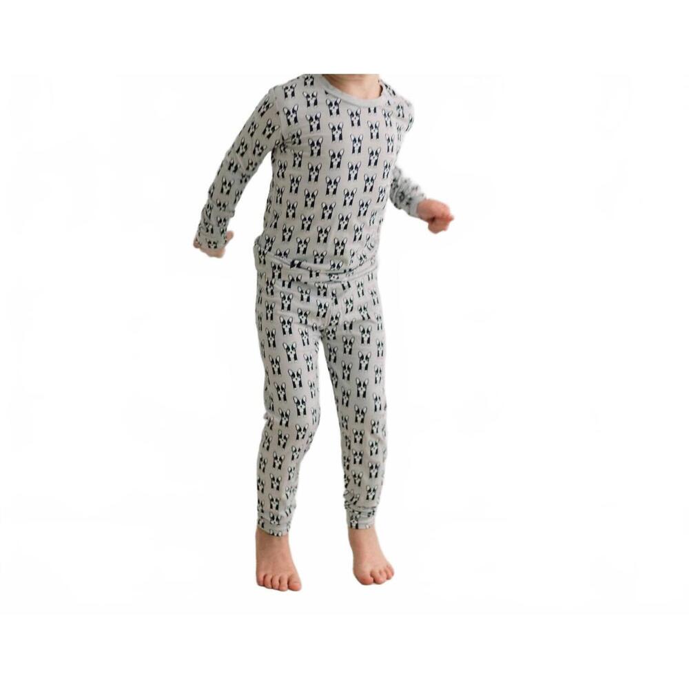 NEW KICKEE boy's long sleeve pajama set in grey